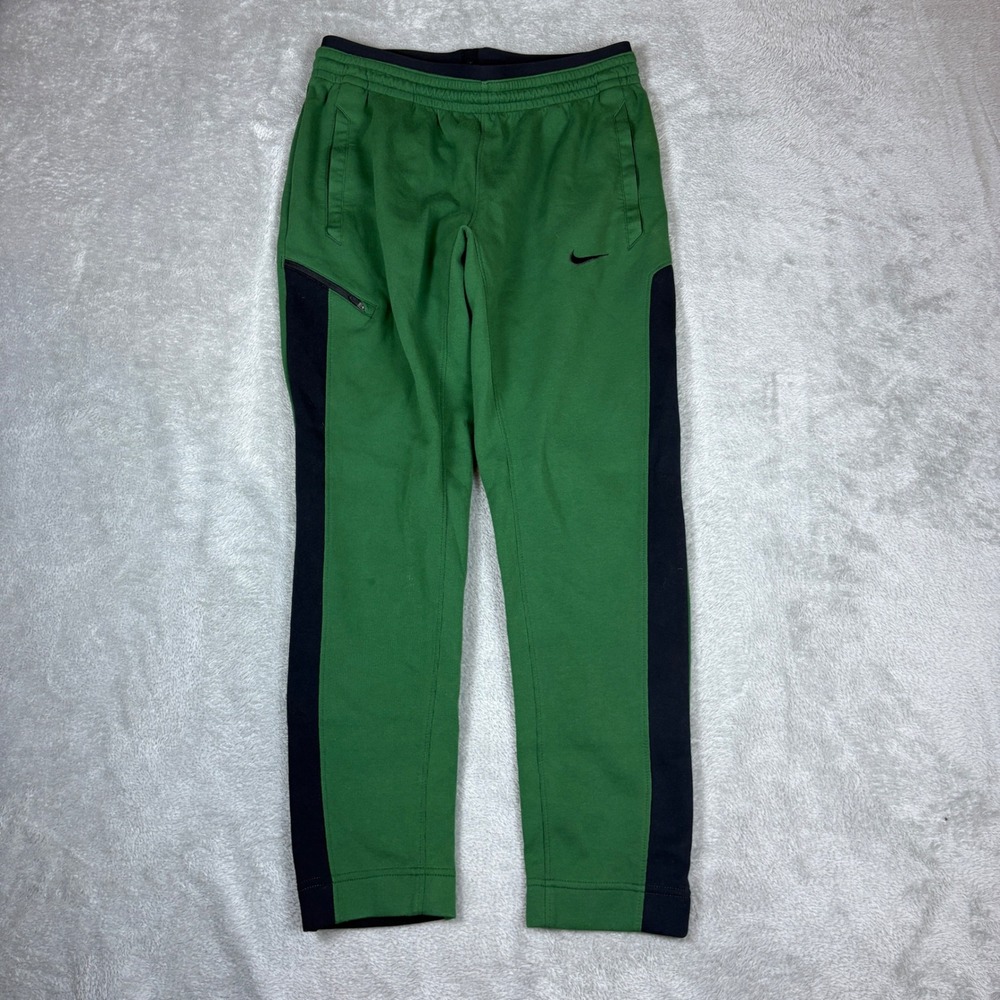Nike Pants Men M (Fits 28x27) Dri-FIT Tapered Joggers Green‎ Black Stretch Gym